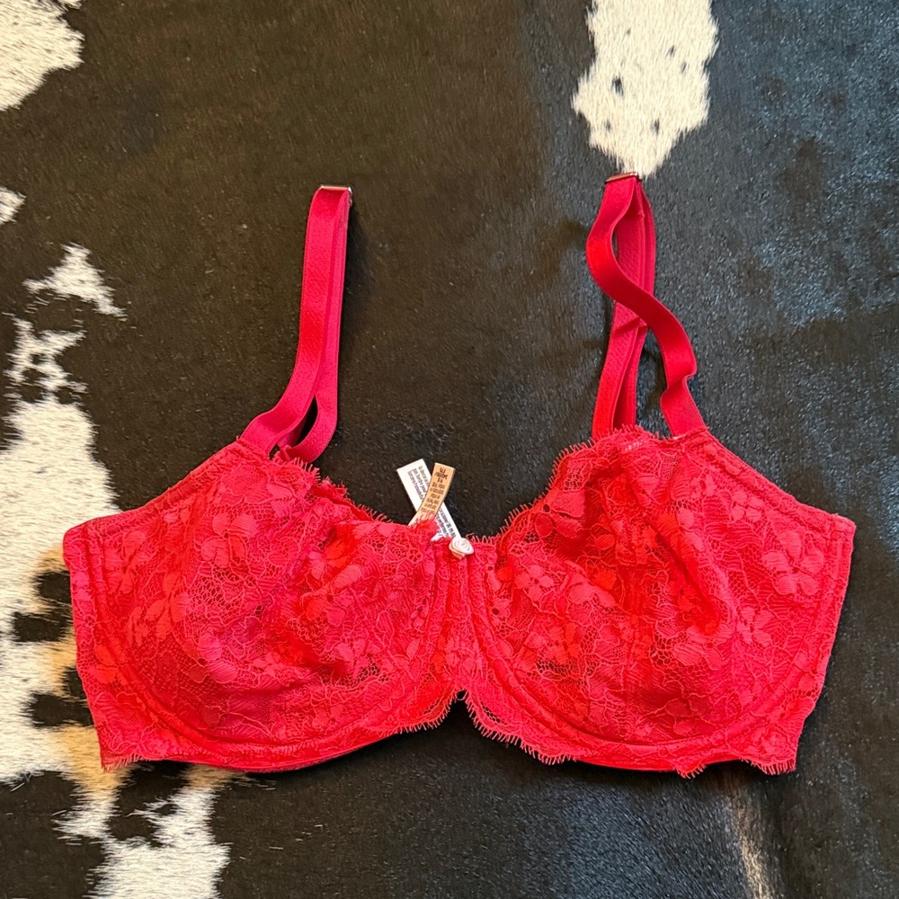 Victoria secret dream angels push up no padding red lace bra 34DDD